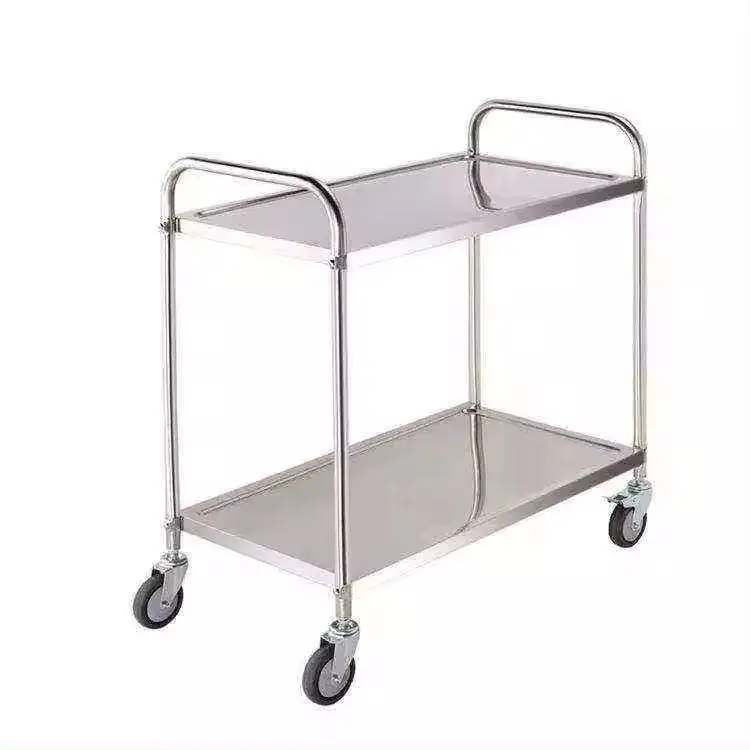Lightweight Stainless Steel Kitchen Serving Trolley Food Service Cart With Wheels