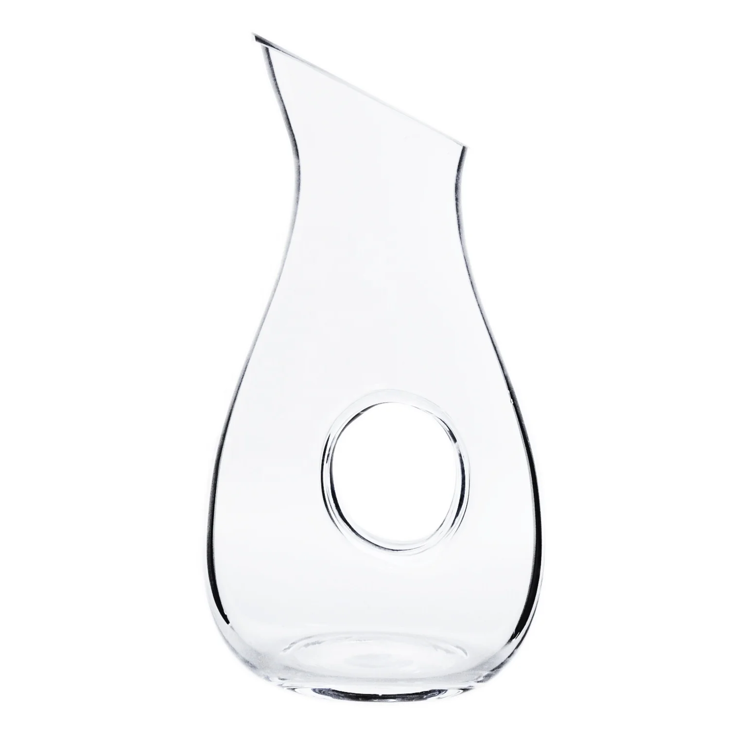 Amazon hot sell oblique wine decanter with hole custom small glass wine carafe 330ml