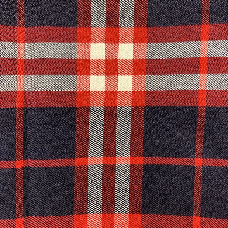 
Brushed textiles dobby design red plaid surplus shirting shirt fabric woven 
