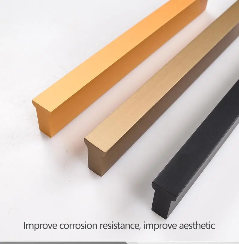 Furniture Hardware Cupboard T Bar Cabinet Door Aluminum Profile Pulls Modern Brushed Gold Black Knobs Kitchen Drawer Handles