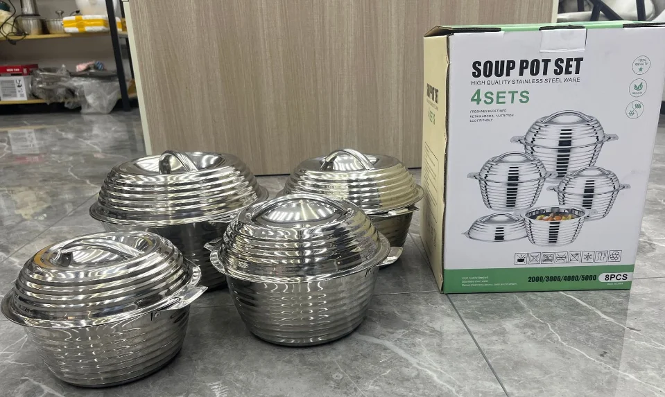 Foreign Trade Middle East and Africa All Steel Insulation Pot Thread Double Layer Foam Pot Double Ear Deepening Cold Preservatio