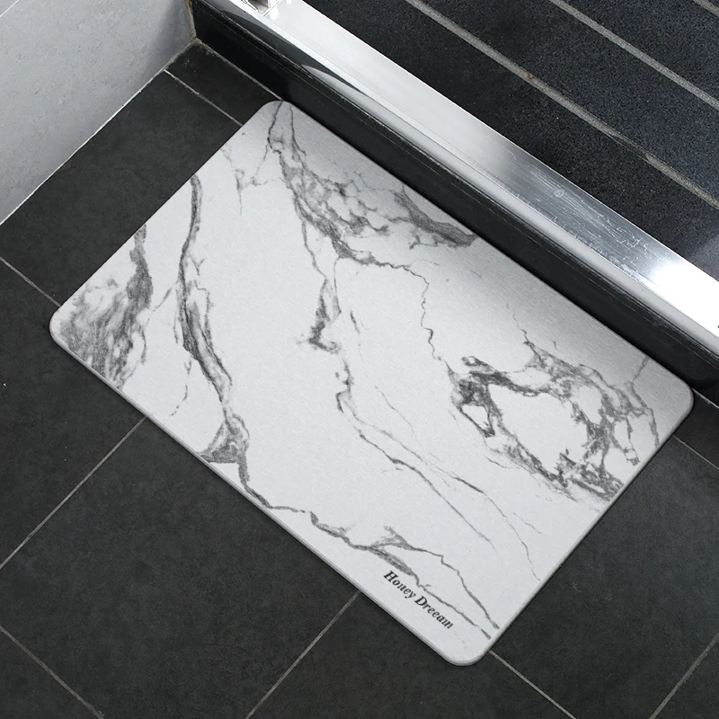 hot sale marble design oval shape diatom bath mat shower mat water absorbing bathroom floor mat
