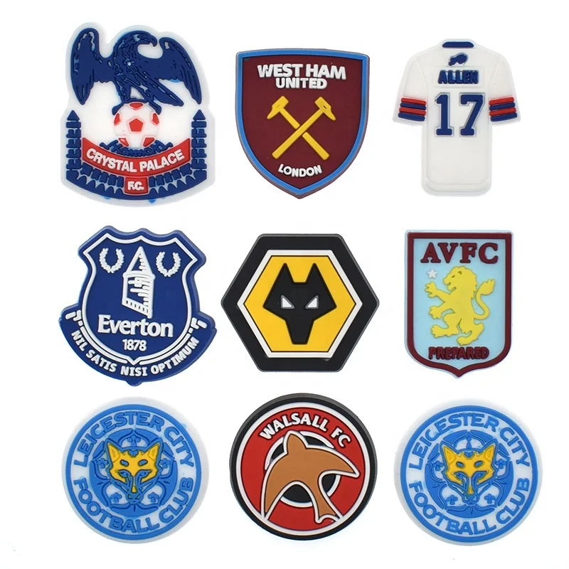 2023 most popular soccer team soft pvc croc charms Football club charms soccer team charms