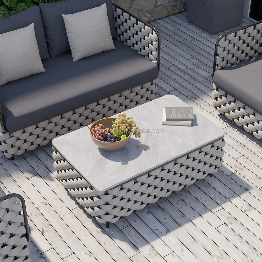 Luxury garden furniture modern wide rope outdoor loveseat patio furniture set sofa set outdoor