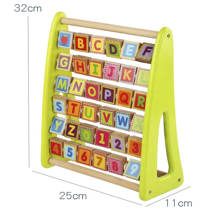 Wooden Educational Alphabet Abacus Toy Math Manipulatives Numbers Counting Beads For Kids 3 year+