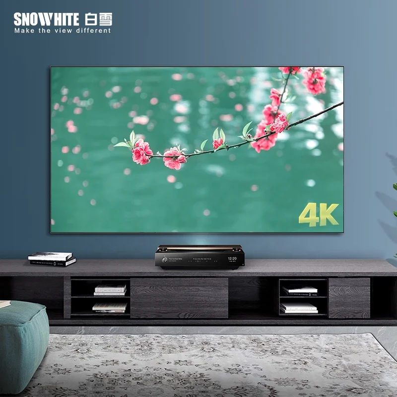 SNOWHITE  120 inch Ultra short throw anti-light PET diamond grid projection screen ust alr fixed frame projector screen