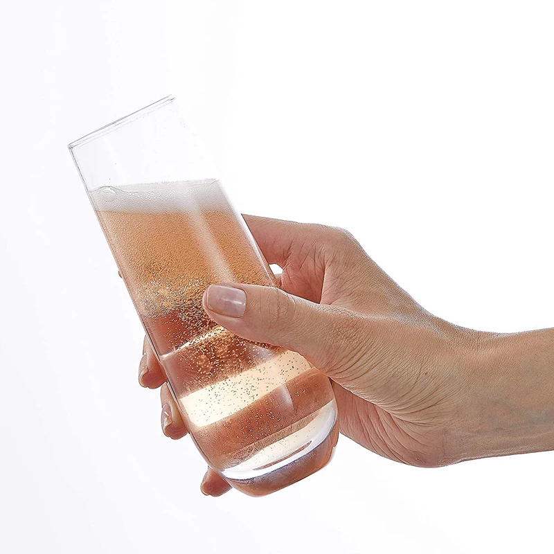 9OZ Stemless Champagne Flutes Logo Custom Drinkware Crystal Wine Glasses Stemless Champagne Flutes Glass