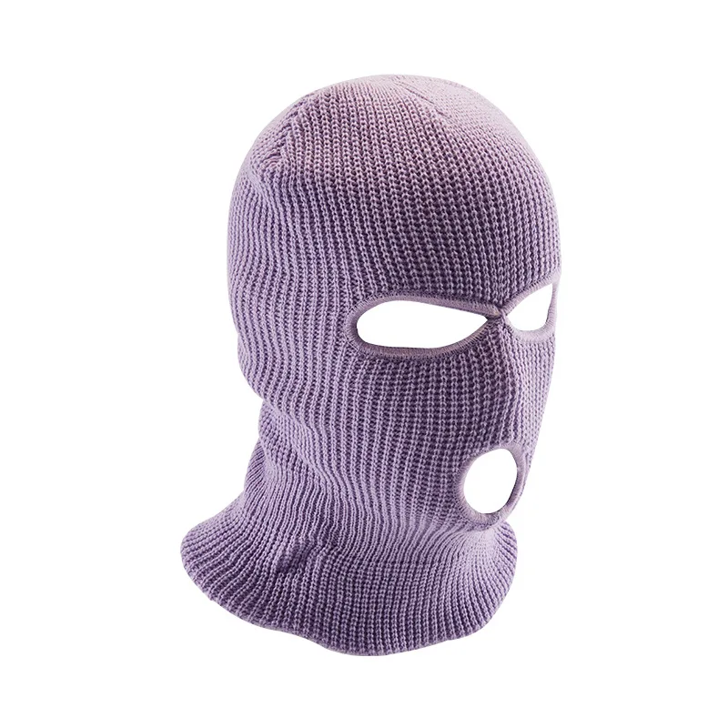 Wholesale Winter Warmly Comfortable neon Balaclava Custom Knitted cotton 3D Hole Ski Mask