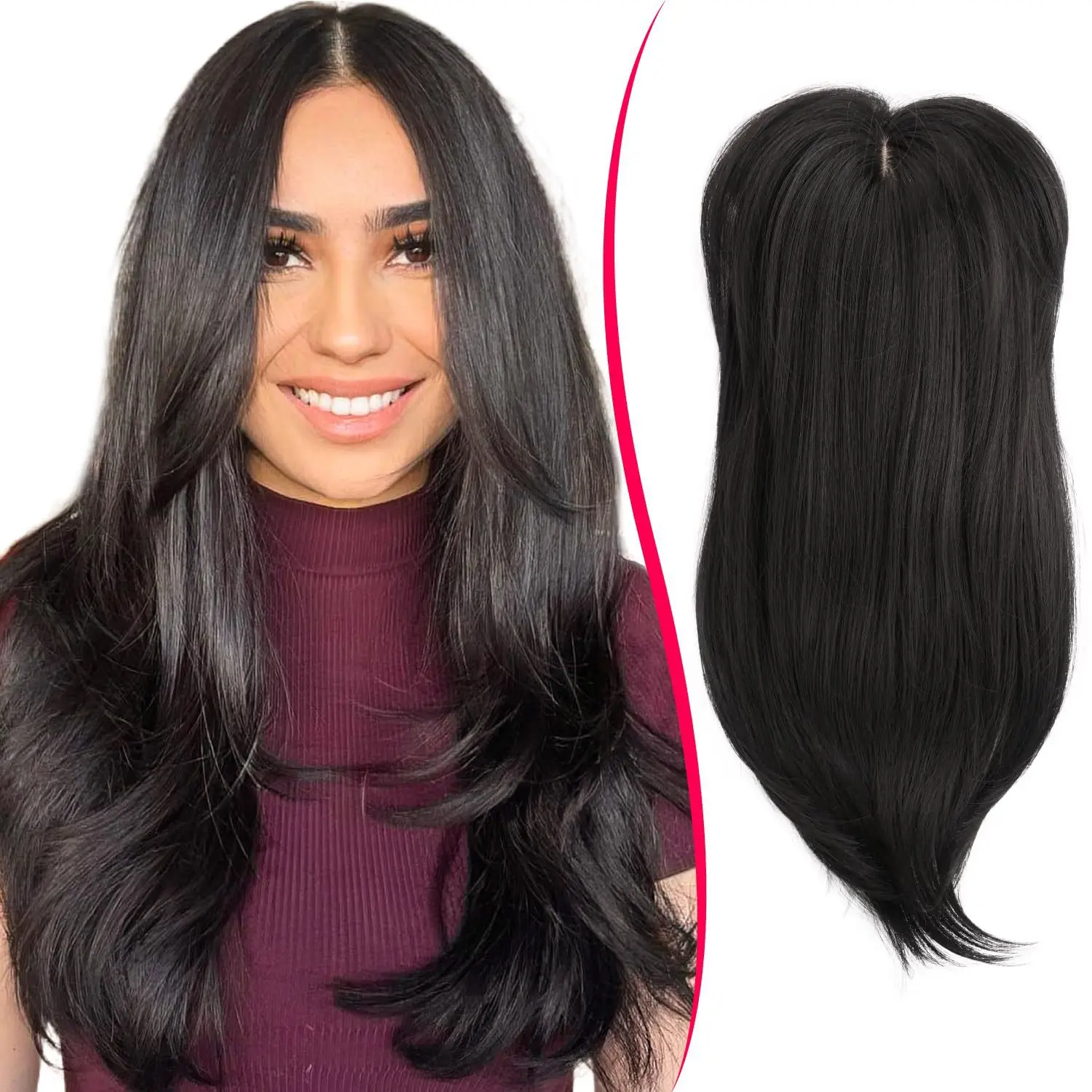 Gradual color eight figure clip in fringe wave synthetic wig for women, natural breathable synthetic fiber bangs