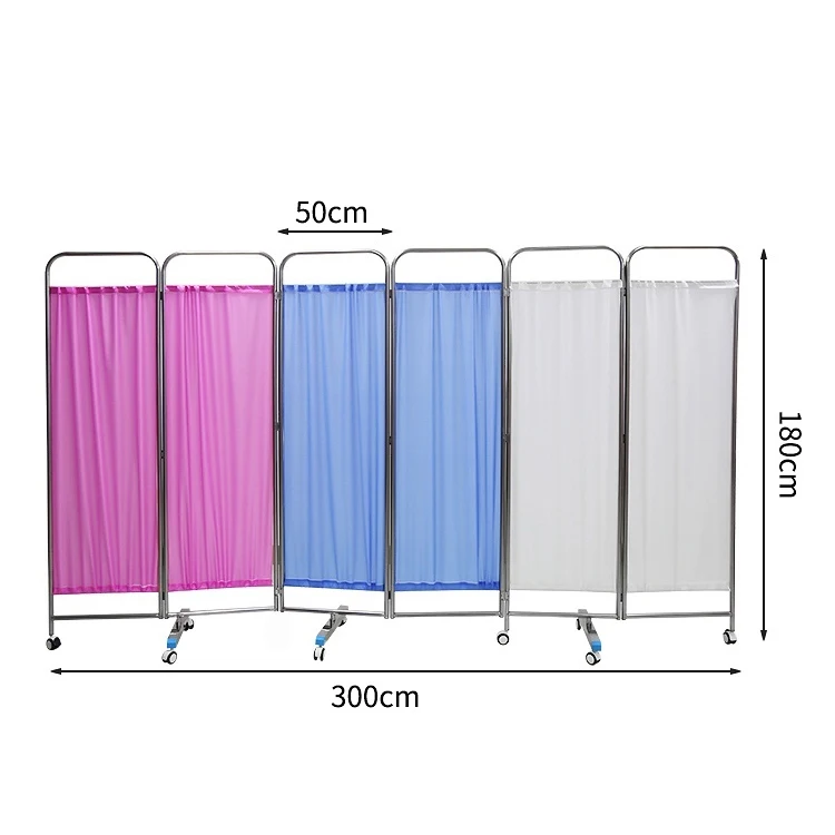 Hot Selling Medical Privacy Stainless Steel Portable Folding Ward Medical Screen