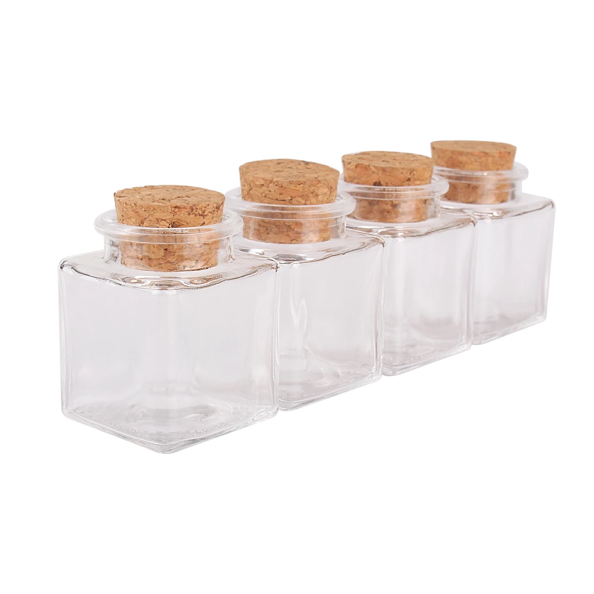 Mini 50ml round Glass Bottle with Corks Empty Clear Flat Bottles for Craft Gifts Hot Stamping Surface Packaging in Carton