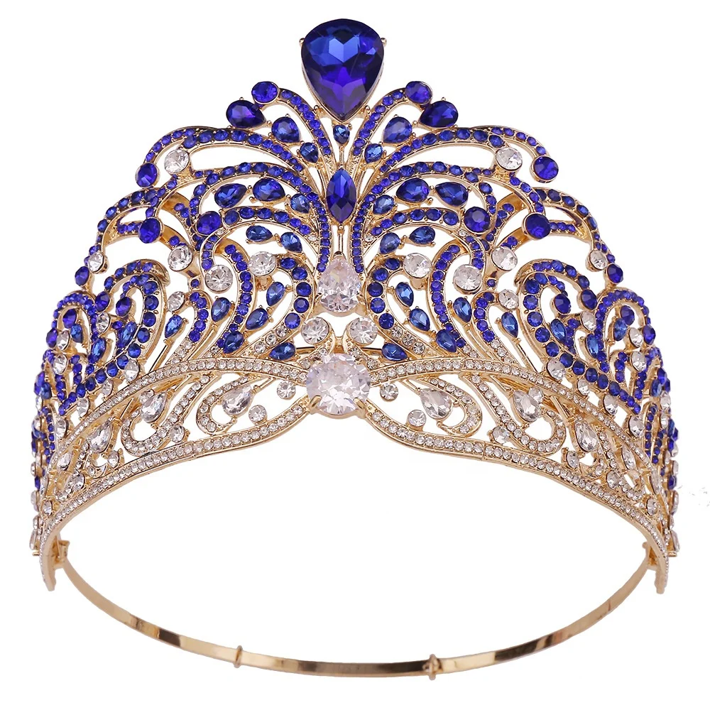 Large Rhinestone Alloy Miss World Beauty Pageant Crowns Runway Accessory Tiara Ornaments Hair Jewelry