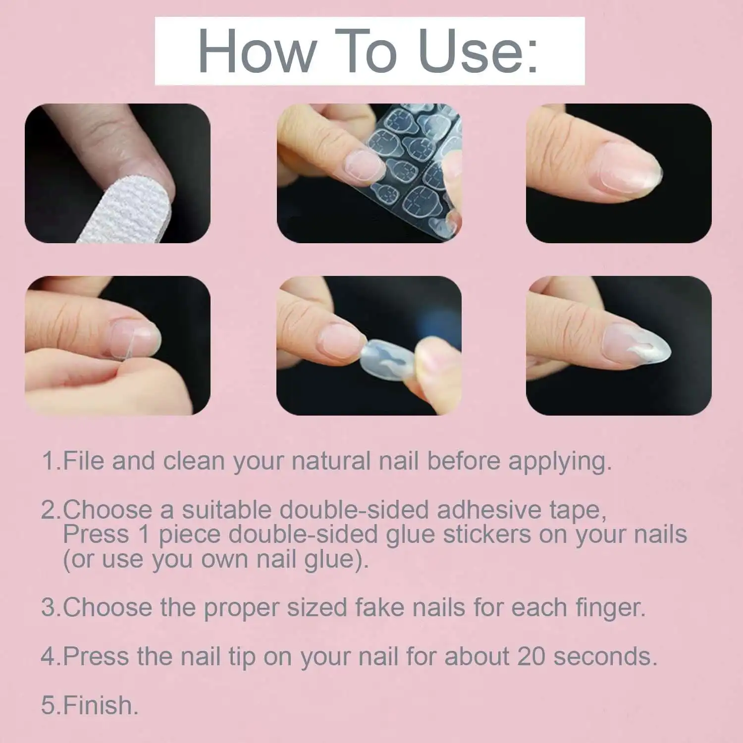 Wholesale 24pcs/box Pink Fake Nail Coffin Style Bride False Nails Pure Color Preaa On Nails