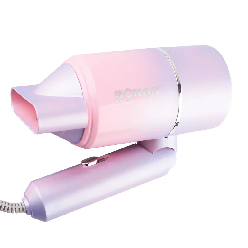 Pink Hair Fast Drying Fold Hair Dryer Lightweight Design 1500W Small Portable Foldable Mini Ionic Hair Blow Dryer