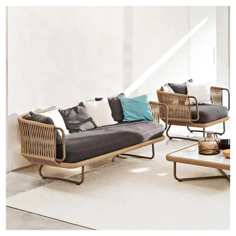 Hot Selling Furniture Garden Round Outdoor Rope String 2 Seat Sofa For Sale