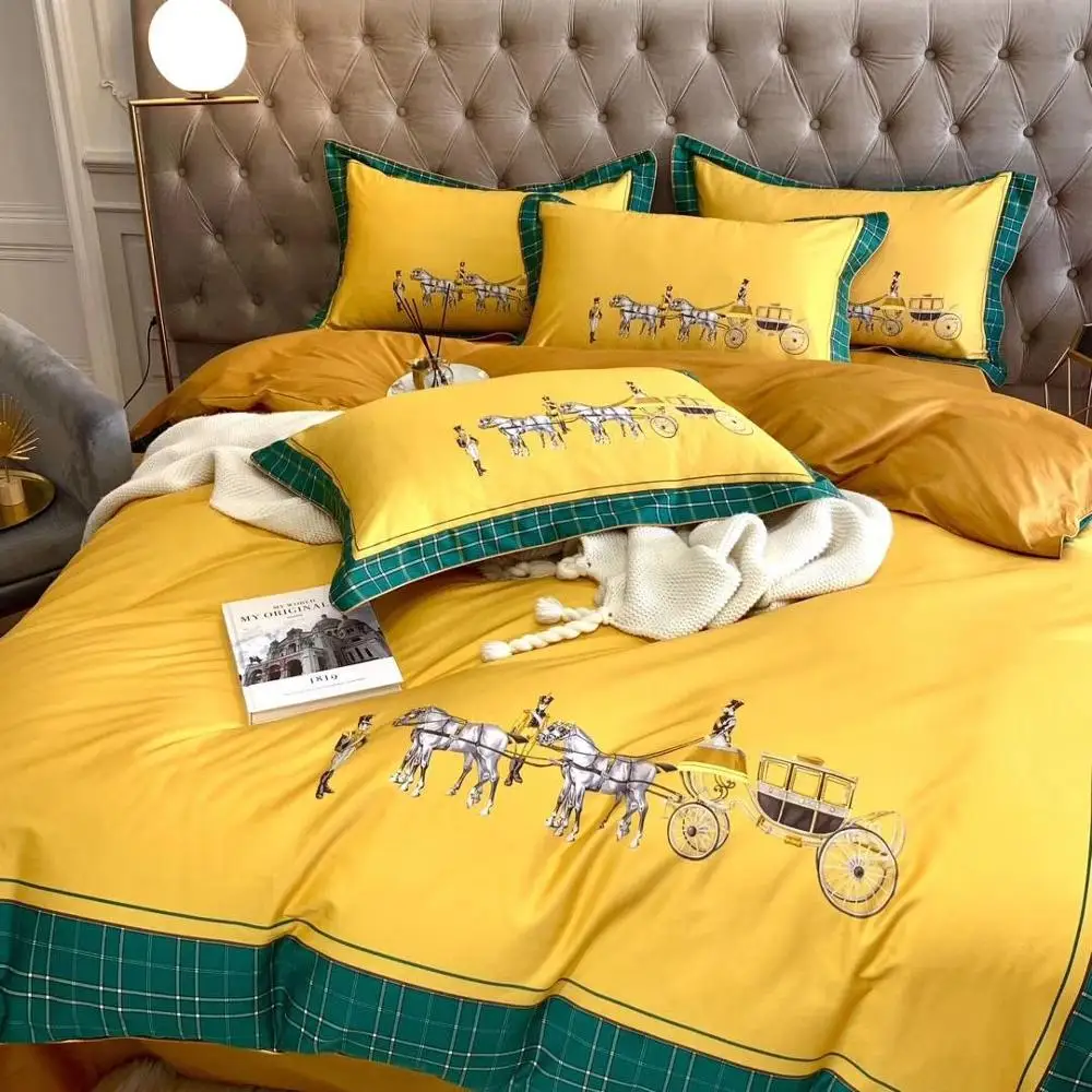 Factory direct sale  Egyptian long-staple quilt cover pure cotton bed sheet set