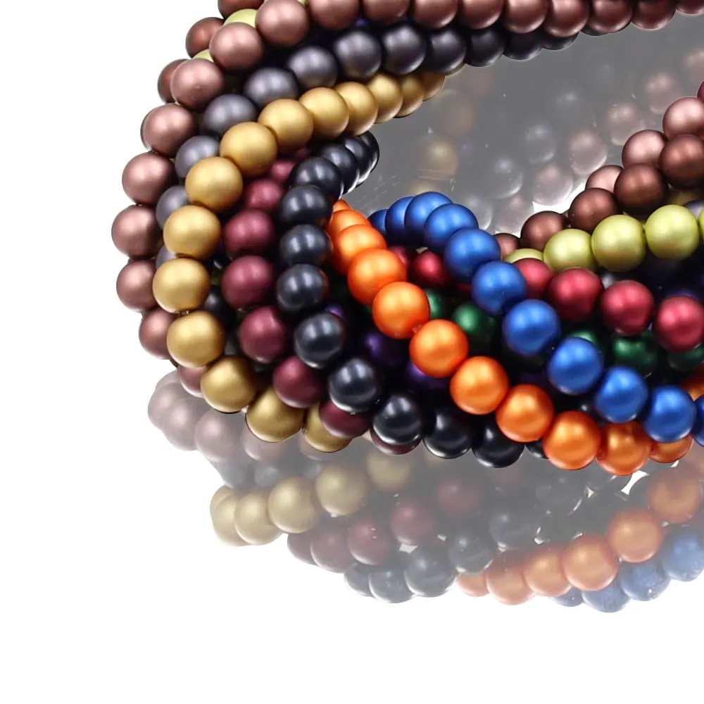 glass bead factory 8mm black matte pearl beads with holes for jewelry