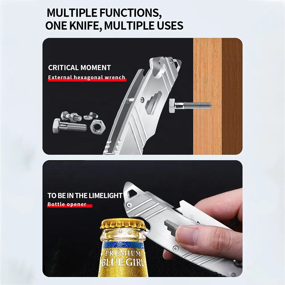 Stainless steel folding knife Heavy duty thickened leather knife Special leather cutting knife