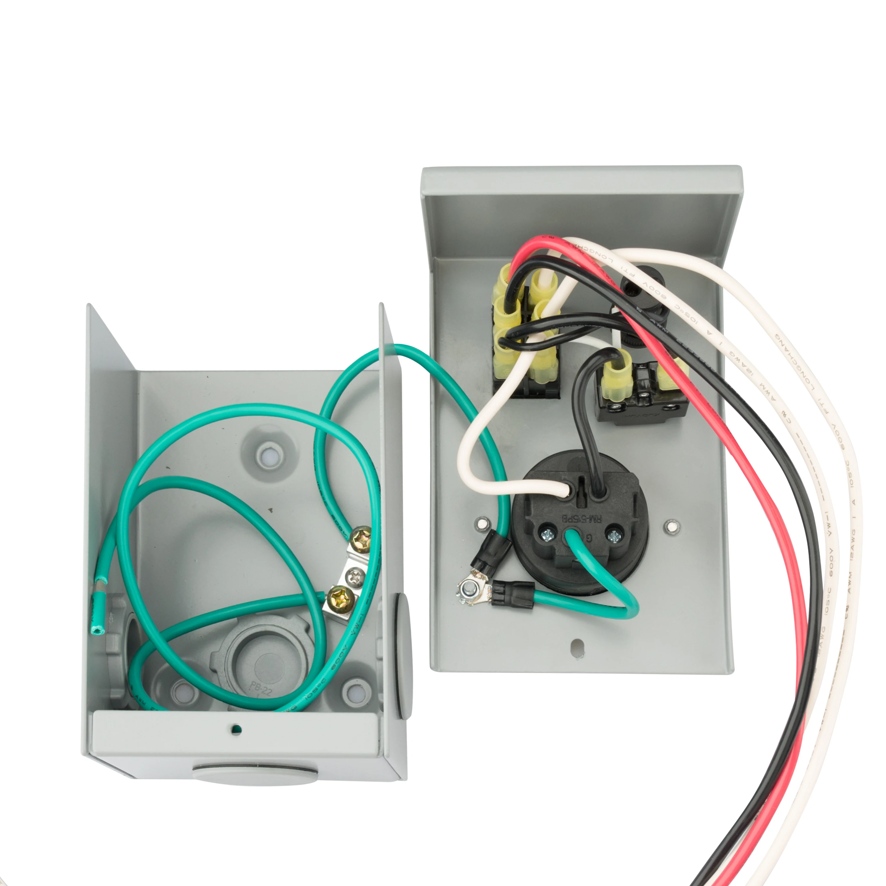 Generator Transfer Switch 15Amp 125Volt Power Inlet Box, Pre Punched Knockouts NEMA 5-15P Inlet Box with Circuit Breaker