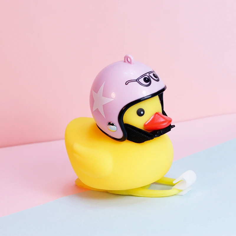 Hot sale bike accessories bicycle bell handle bar small yellow duck rubber horn with helmet bike child horn for bike scooter