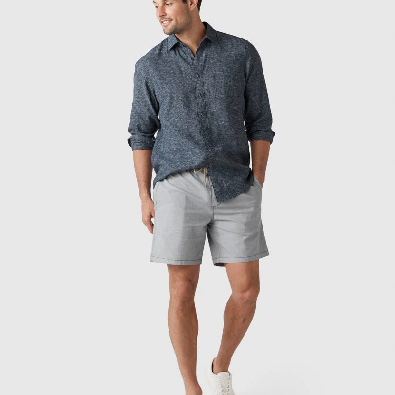 Custom Embroidery Logo 100% Linen Long Sleeves T Shirt Shirts Stylish Casual Blank Streetwear Golf Cotton Linen Shirts For Men