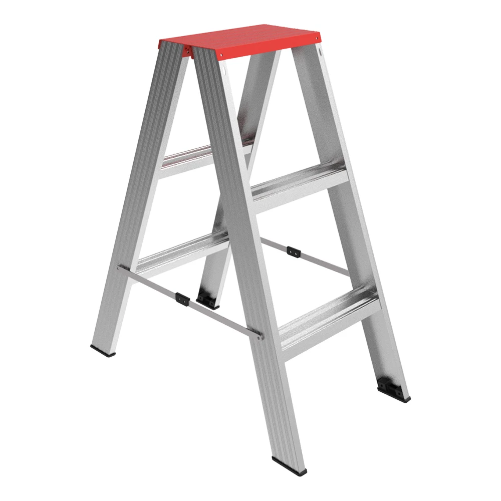 Outdoor using lightweight portable aluminum ladder double-sided 3-7 step industrial aluminum ladder with wide platform
