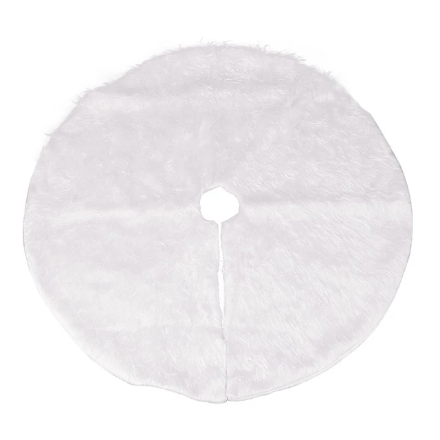 
White Christmas Tree Skirt Plush Faux Fur Carpet Xmas Floor Mat Ornaments Merry Christmas New Year Christmas Tree Decoration 