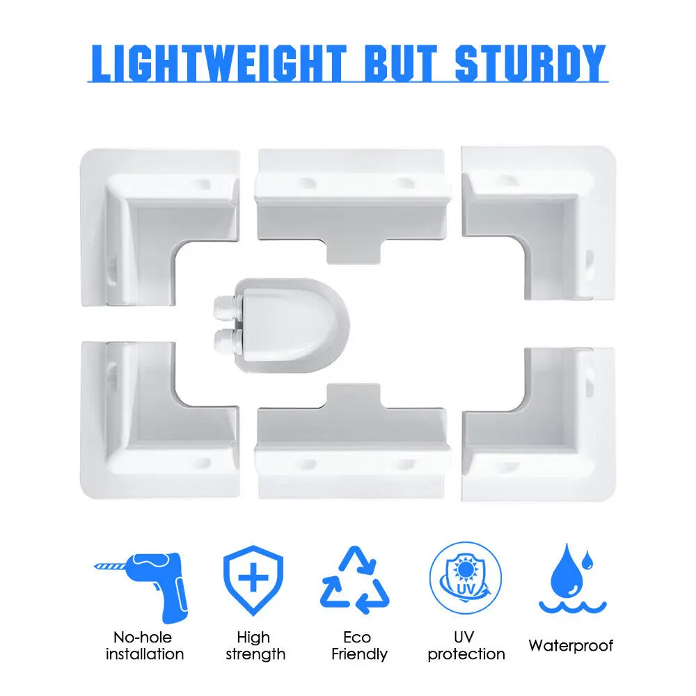 7 PCS Easy Installation Movable Black White ABS Plastic Solar Panel Mounting Support Kit Drill-Free Corner Brackets For Rv