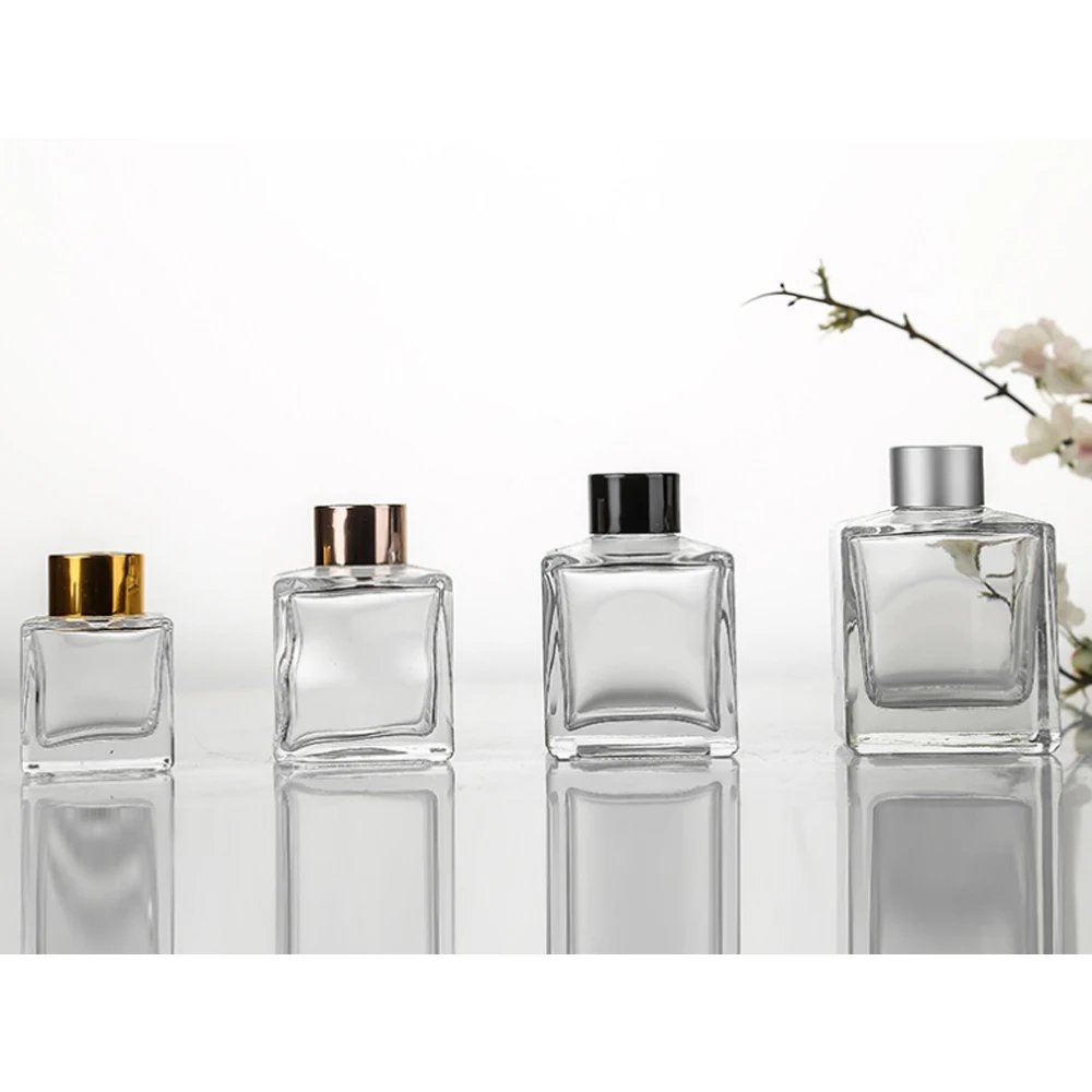 High Quality Hot Sale Different Sizes Round Square Glass Reed Diffuser Bottle 100ml With Stopper