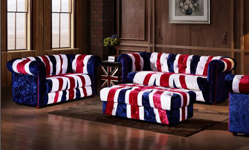 Роскошный 4-местный диван Chesterfield из дробленого бархата для