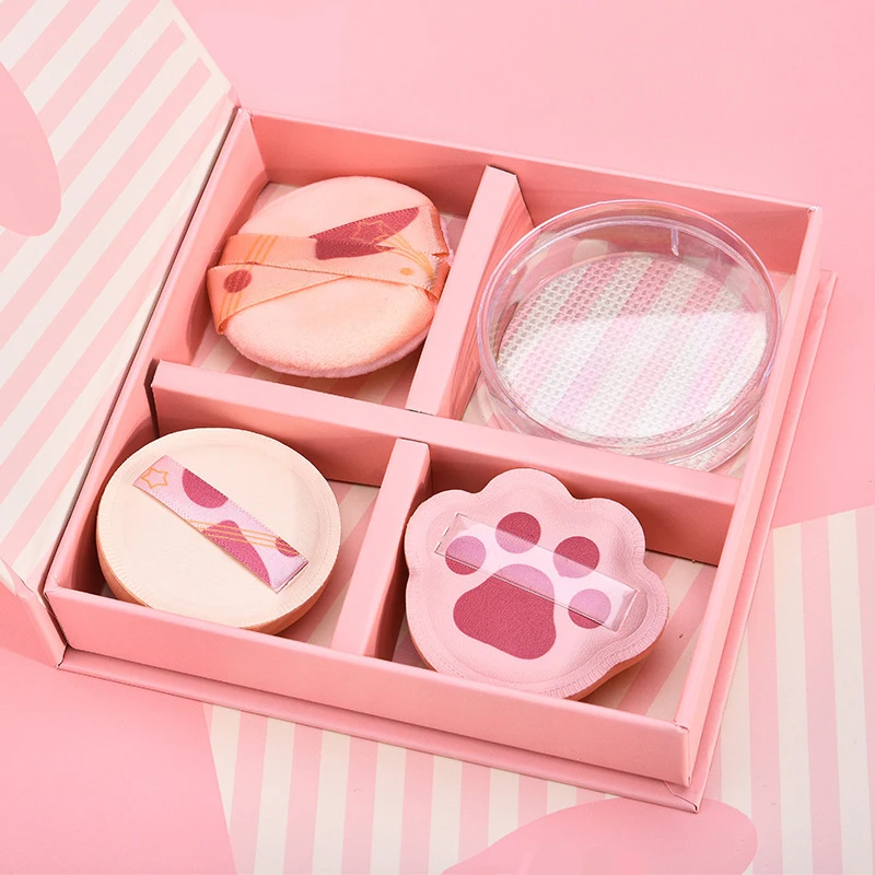 Set of 4 Cotton Candy Makeup Puffs Soft Cosmetic Flocking Puffs