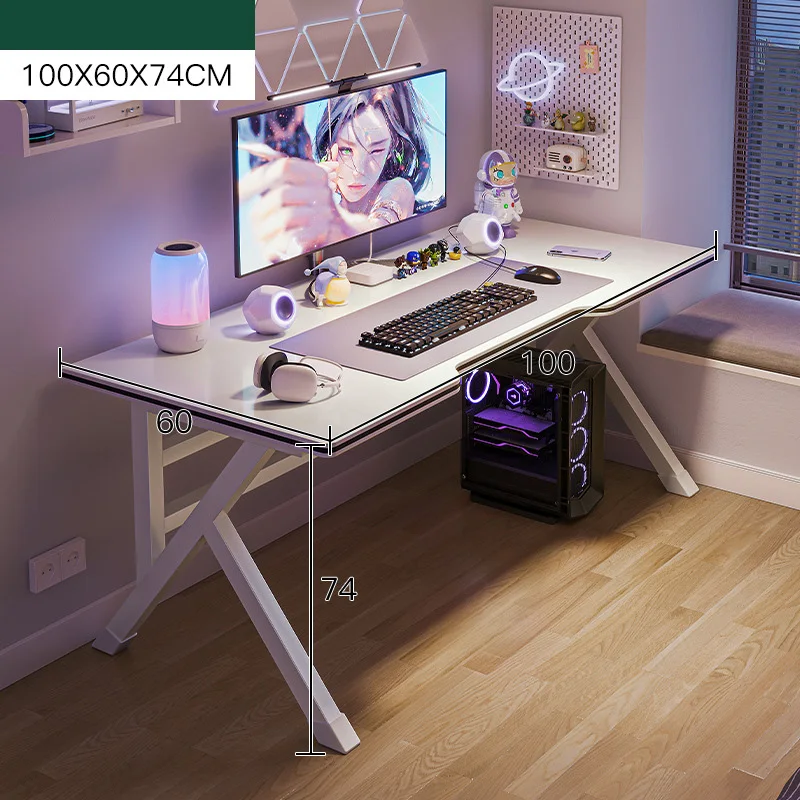 New White Computer Desk Desktop Home Live Broadcast Table Minimalist Workbench Student Study Table Gaming Desk Wooden Table