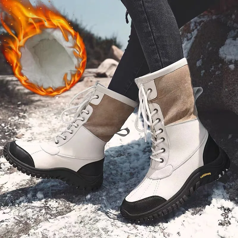 High-top outdoor snow boots ladies plus velvet thick warmth large size waterproof casual sports shoes