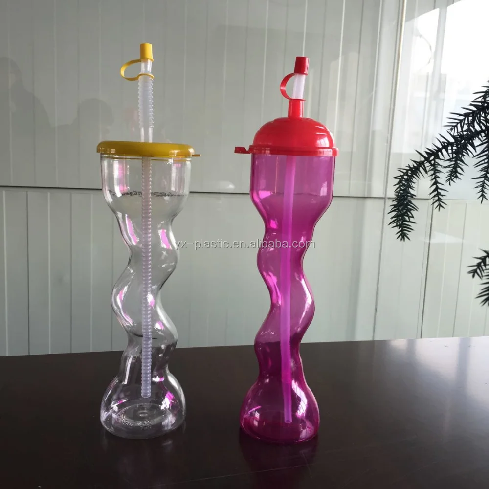 Plastic Twist Slush Yard Cup with Straw and Lid