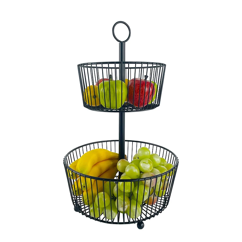 Custom 2 Tier 3 Tier Vegetables or Fruits Storage Basket Metal Wire Fruit Basket for Standing and Hanging