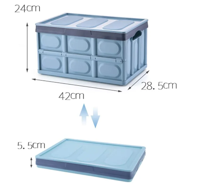 Lidded Storage Bins 2 Pack 30L Collapsible Storage Box Crates Plastic Tote Storage Box Container Stackable