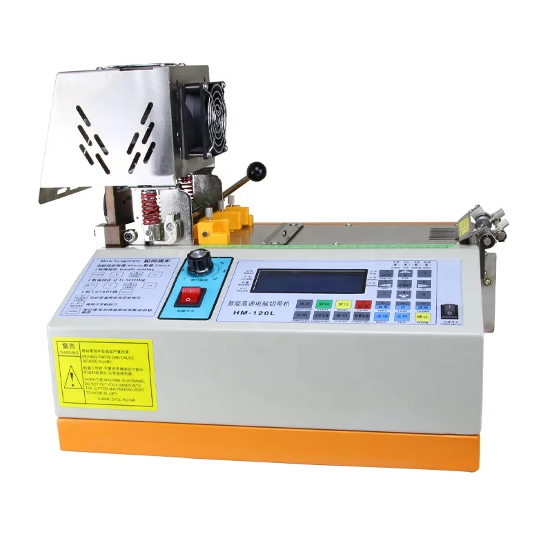 Automatic bevel angle strap Polyester hot blade webbing Satin Ribbon Label Cutter Cutting Machine