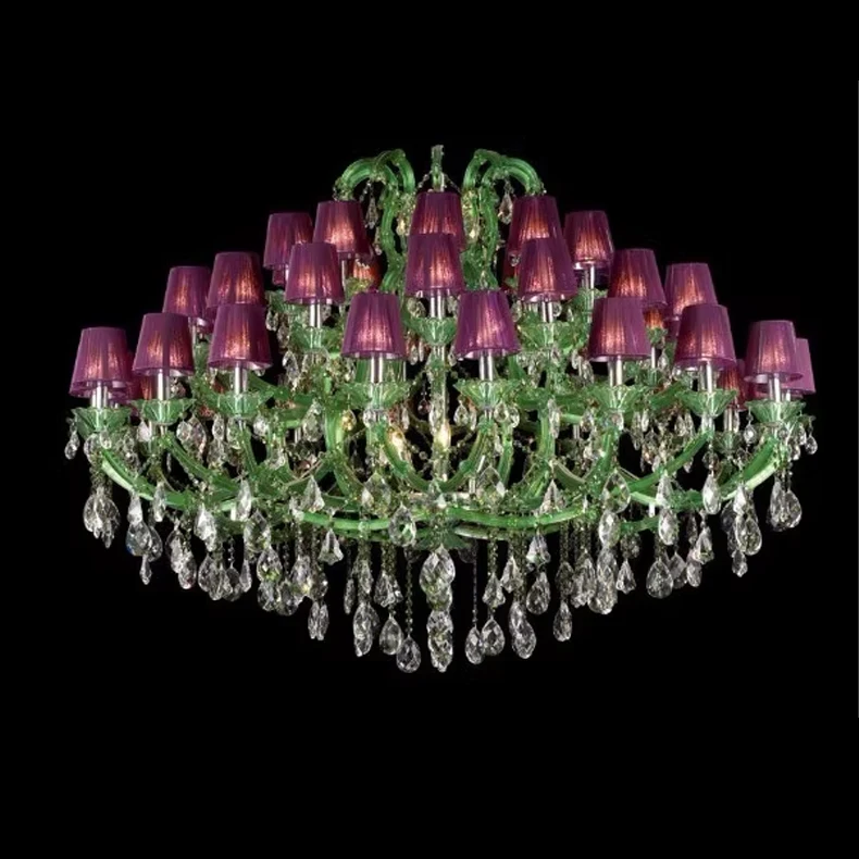 Custom Rose Living Dining Room Bedroom Wedding High Ceiling Pendant Light Red Green Glass Led Luxury Modern Crystal Chandelier
