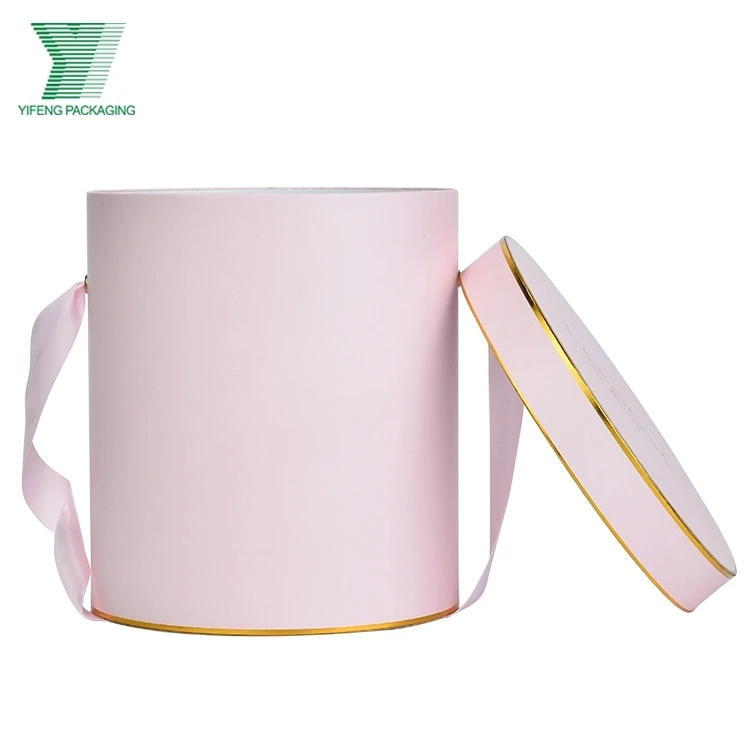 Роскошный бумажный цилиндр с логотипом на заказ для упаковки свадебных роз жесткая круглая картонная коробка роза замша Цветочная