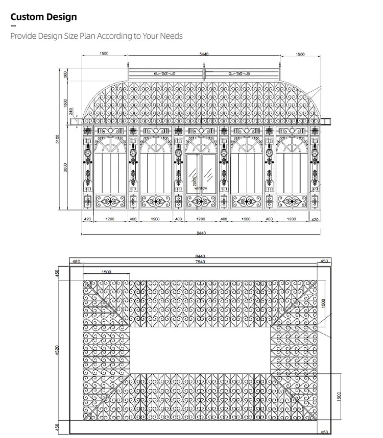 youfine iron gazebo design drawing