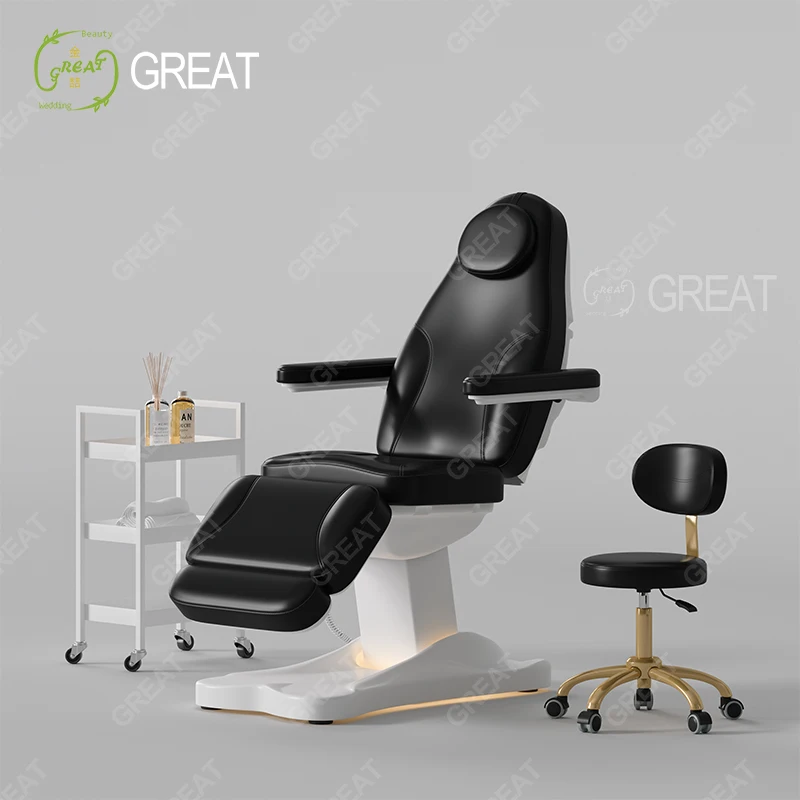 New Design Saloon Furniture Medical Treatment Facial Spa Bed 3 Motors Electric Grey Massage Massage Table Bed and Chair Set