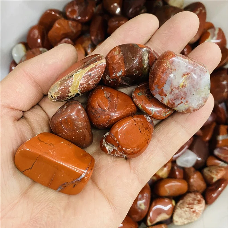 New arrivals feng shui crystal stone natural red jasper tumbled stone for deco