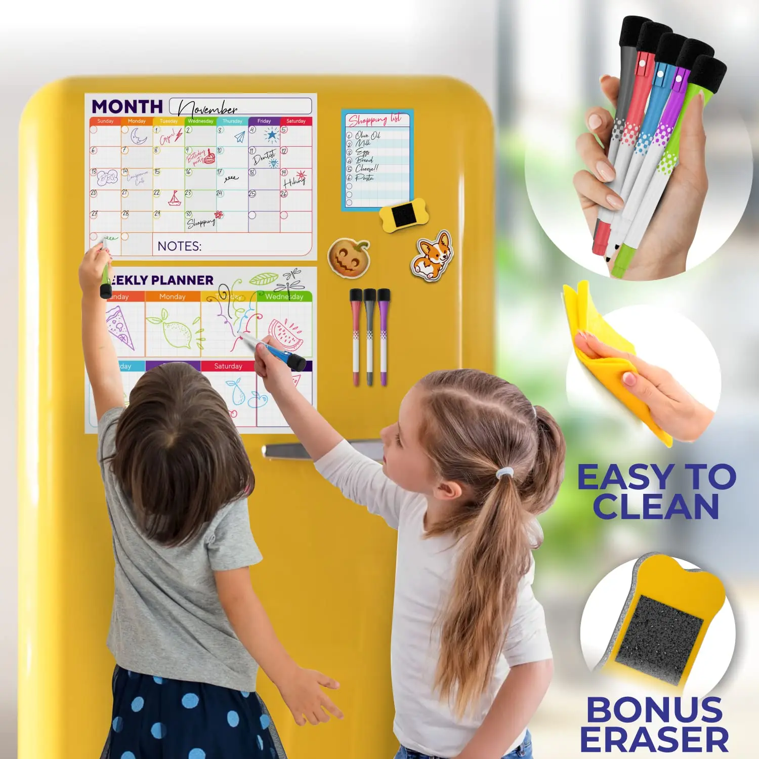 Dry Erase Monthly Whiteboard Magnet Calendar Erasable Family Schedule Planner Board