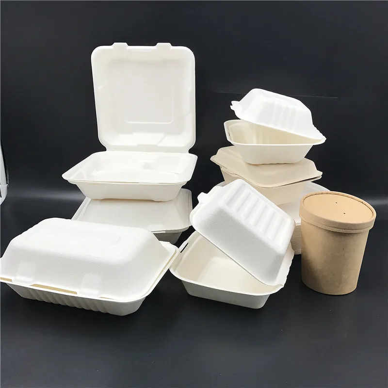 2021 direct selling eco friendly disposable biodegradable sugarcane bagasse takeout clamshell to go container for  microwave
