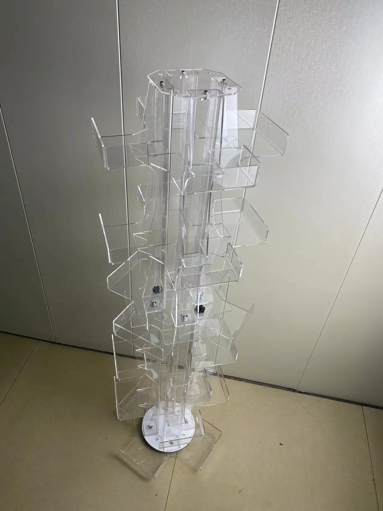Customizable acrylic white organizer base countertop LED around acrylic knife collection display