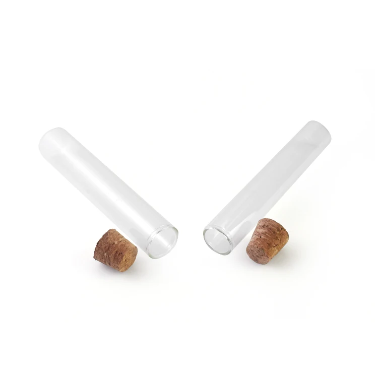 Wholesale Customizable Flat Bottom Round Bottom Pre Tube Packaging,115mm 120mm 150mm Mini Glass Test Tube Tube with Cork Stopper