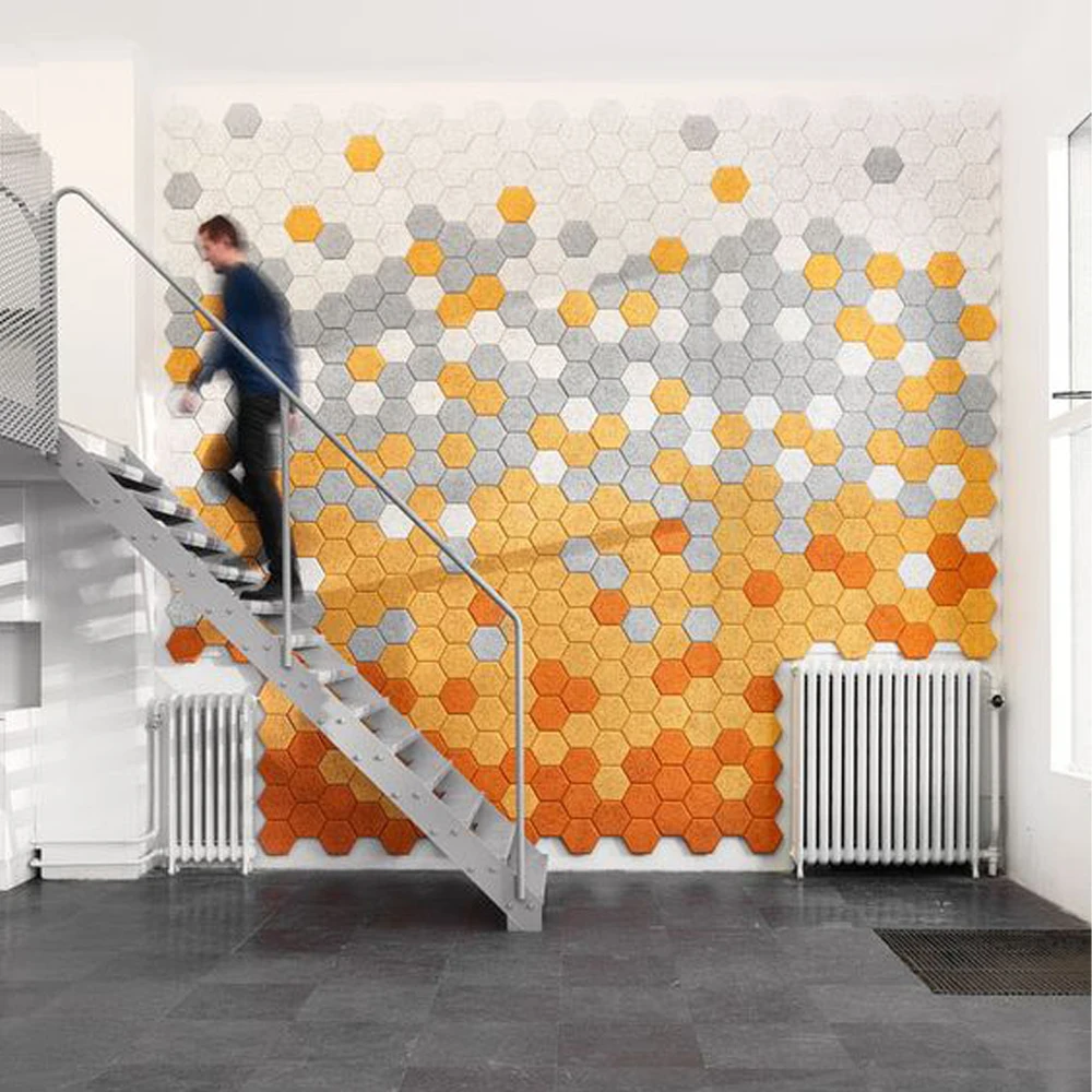 Hexagon Polyester Fiber Acoustic Panel Soundproof Wall Absorbing Panels Sound Insalution Acoustic Felt Panel