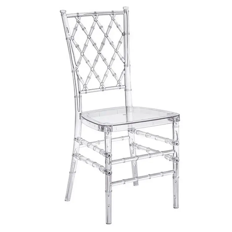French Crystal Clear Plastic Tiffany Resin Chair Chiavari Event Rental Acrylic Ghost Wedding Chairs