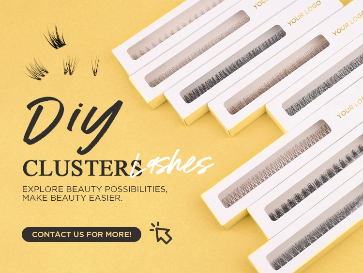 Hollyren 0.1mm Korean Silk Lashes Private Label Diy Segment Eyelash Extensions Kit With Latex Free Glue