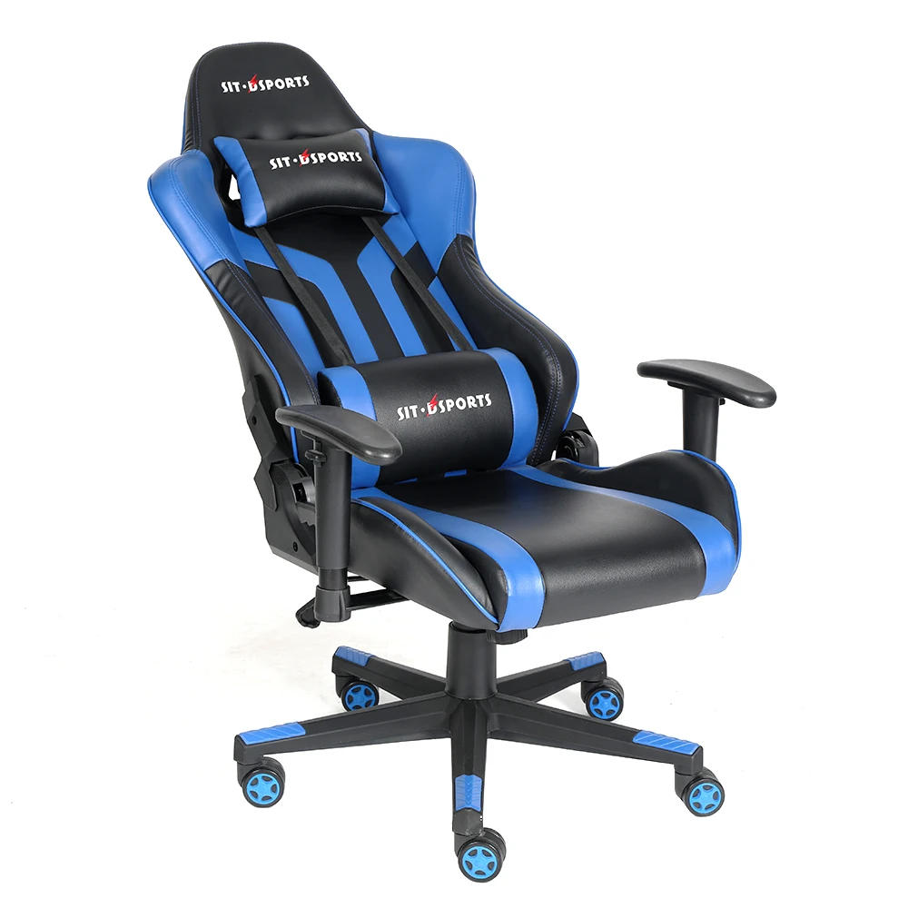 
Custom Logo PU Leather Blue Gaming Racing Chair Ergonomic Adjustable Cadeira Gamer 